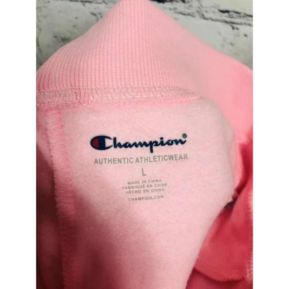 Champion Girls Sweatpants Joggers Logo Drawstring Pink Size Large